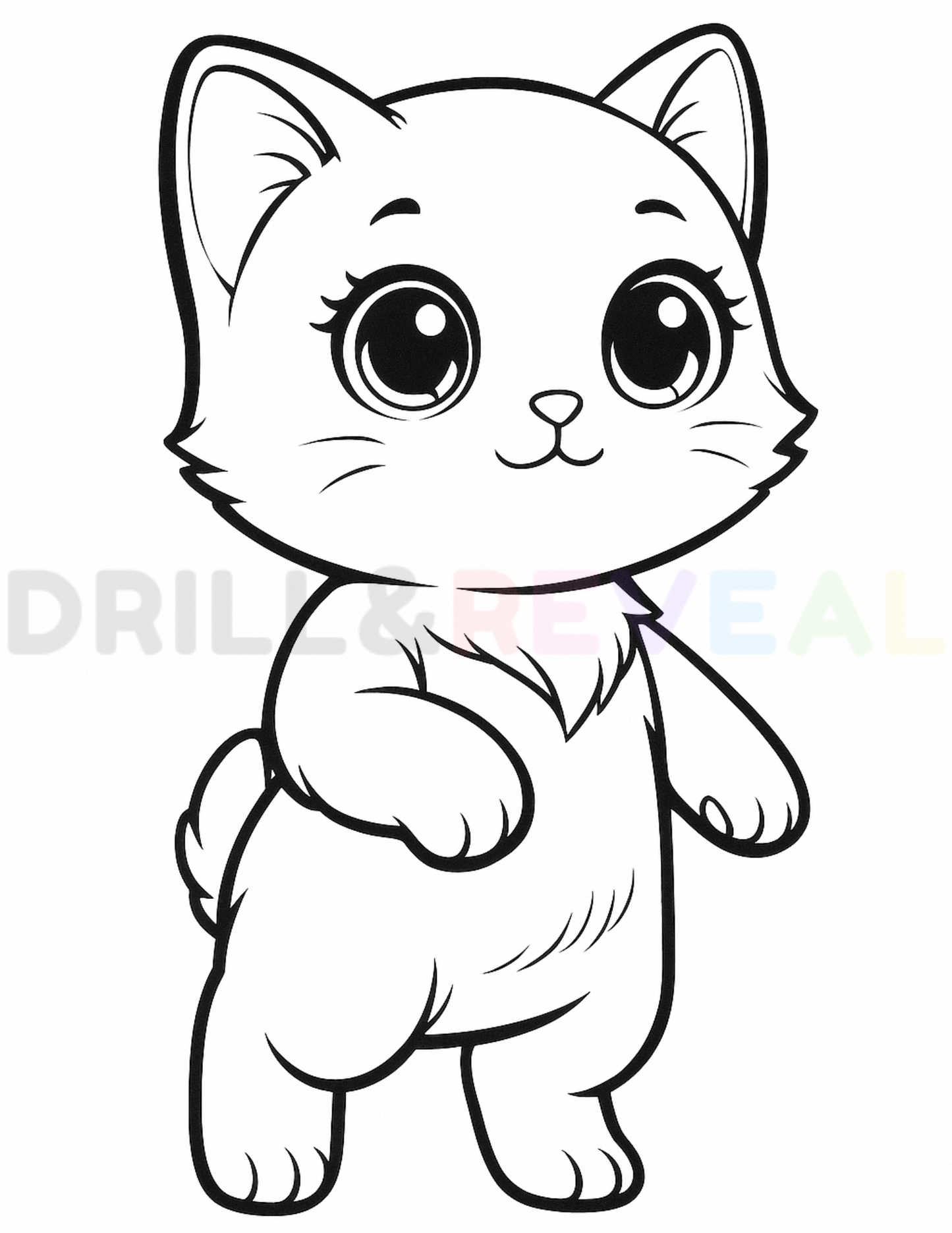Pastel Kitten Coloring Page
