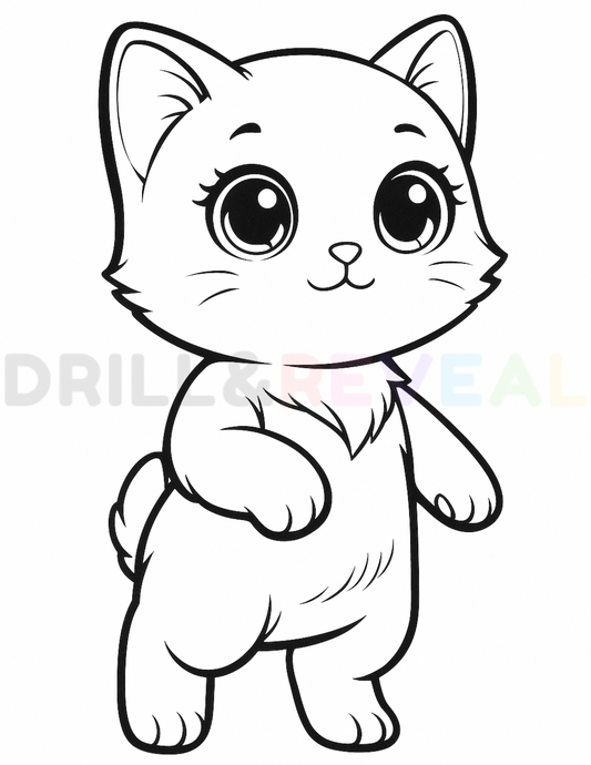 Pastel Kitten Coloring Page
