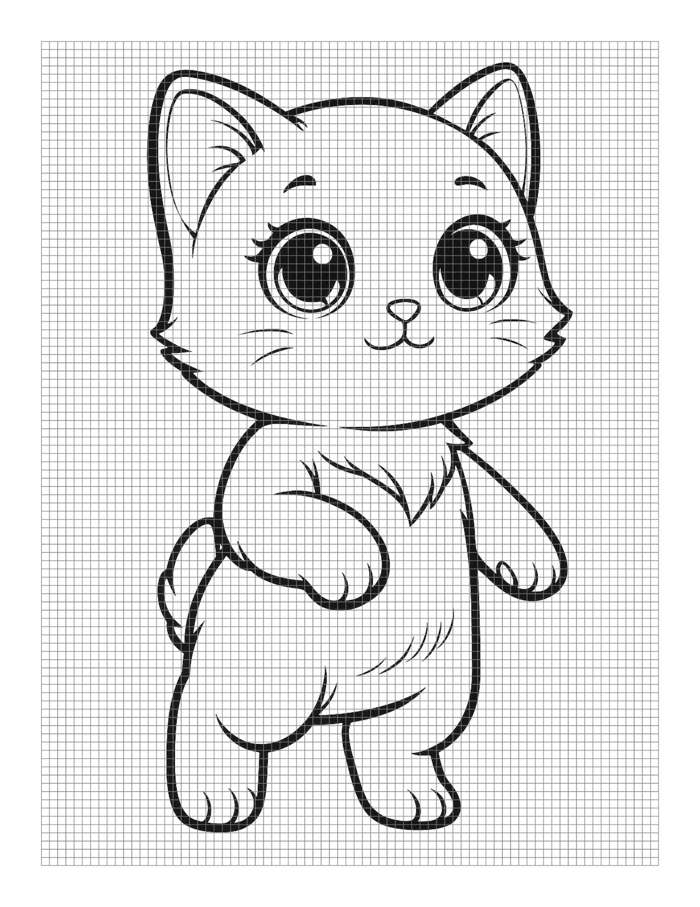 Pastel Kitten Coloring Page